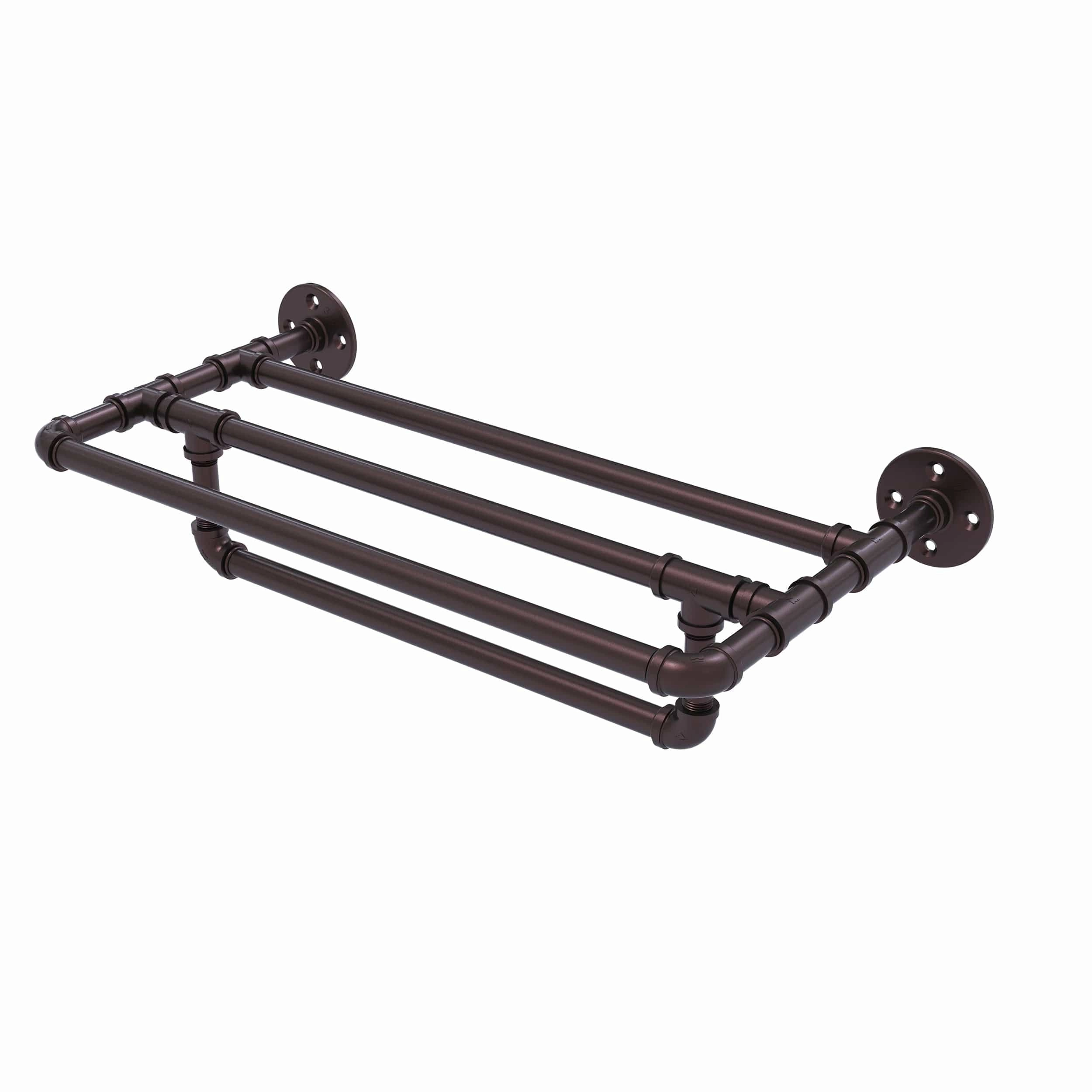 18" Wall Mounted Towel Shelf with Towel Bar, Antique Bronze Finish