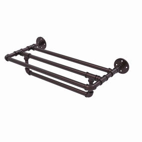 18" Wall Mounted Towel Shelf with Towel Bar, Antique Bronze Finish