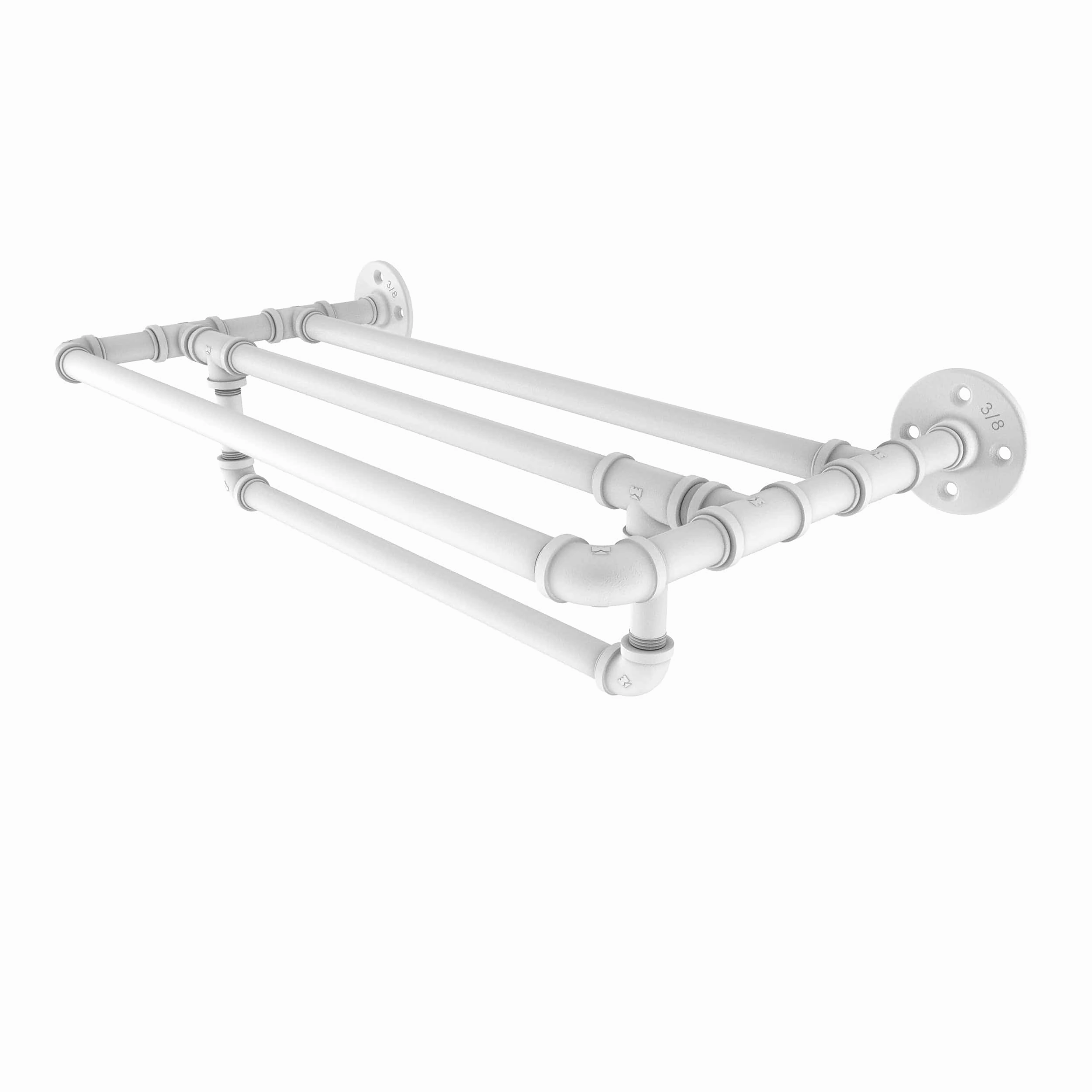 18" Wall Mounted Towel Shelf with Towel Bar, Matt White Finish