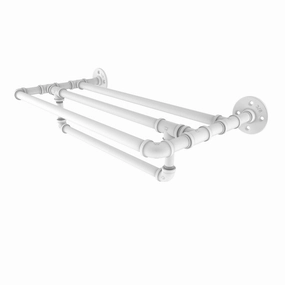 18" Wall Mounted Towel Shelf with Towel Bar, Matt White Finish
