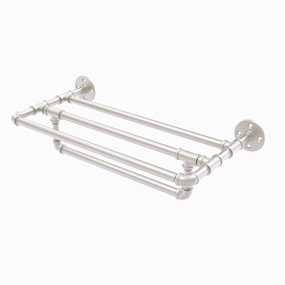 18" Wall Mounted Towel Shelf with Towel Bar, Satin Nickel Finish