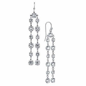 1928 Bridal Genuine Clear Austrian Crystal Linear Drop Earrings