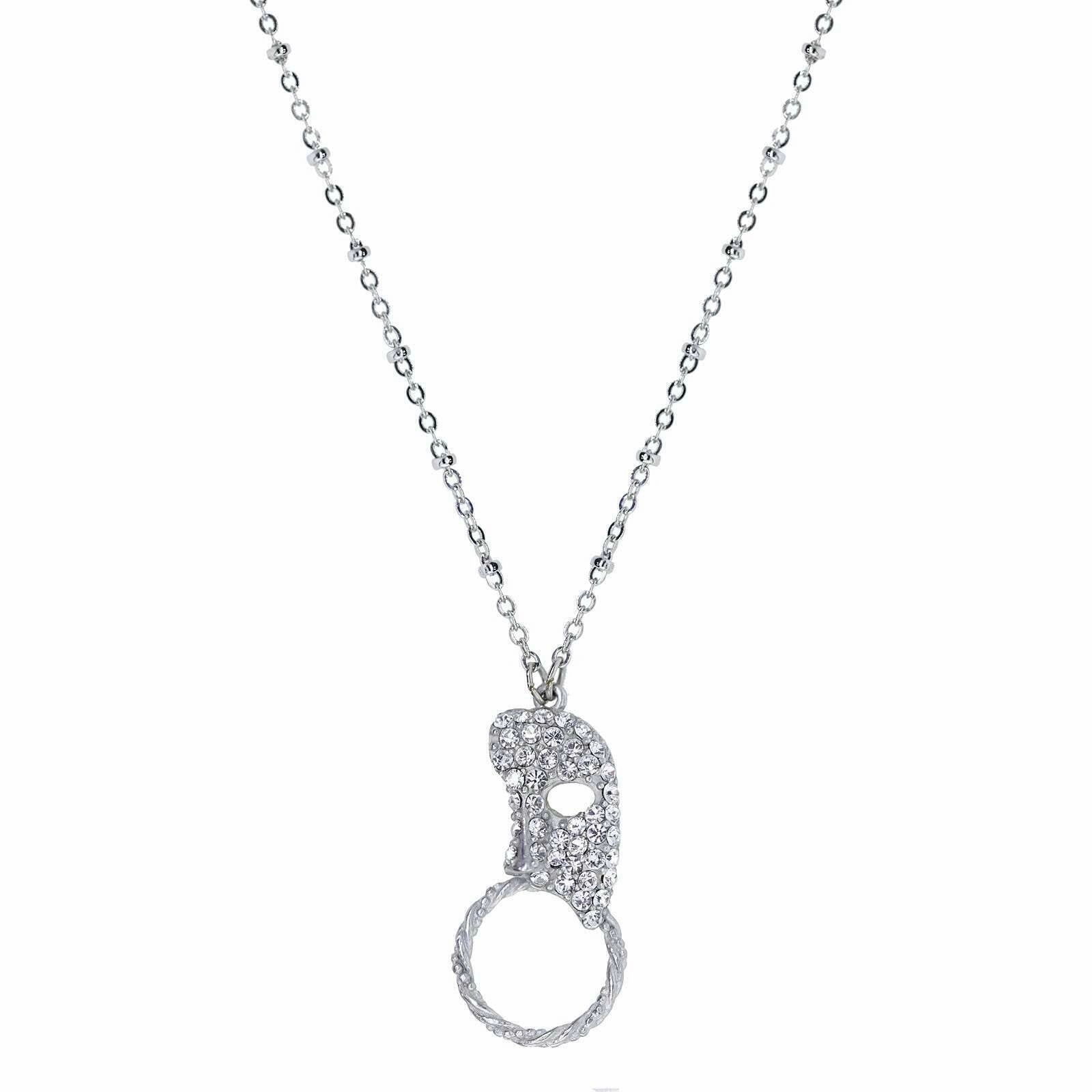 1928 Jewelry Crystal Masquerade Mask Badge & Eyeglass Holder Chain Necklace 30"