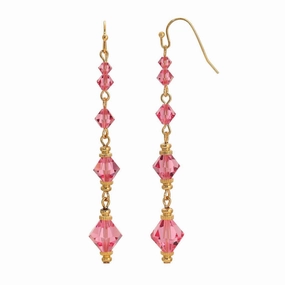 1928 Jewelry Jaipur Graduated Pink Austrian Crystal Dangle Earrings