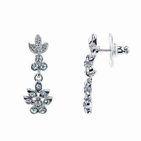 1928 Jewelry Light Sapphire Blue Flower Drop Earrings