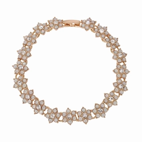 1928 Jewelry Opal Radiance Stone & Crystal Flower Clasp Bracelet