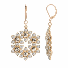 1928 Jewelry Opal Radiance Stone & Crystal Snowflake Drop Earrings