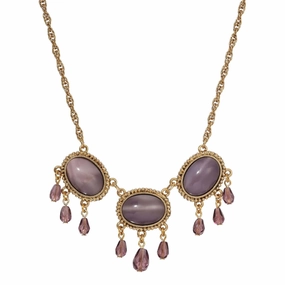 1928 Jewelry Purple Amethyst Moonstone Crystal Drop Necklace 16"   3" Extender