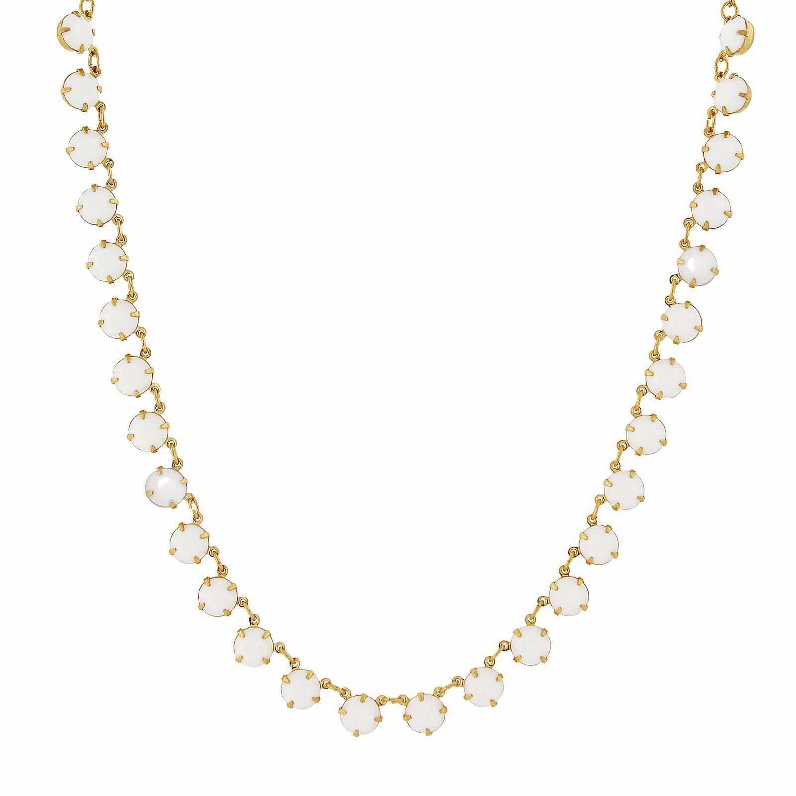 1928 Jewelry Round White Austrian Crystal Collar Necklace 16"   3" Extender