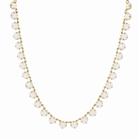 1928 Jewelry Round White Austrian Crystal Collar Necklace 16"   3" Extender