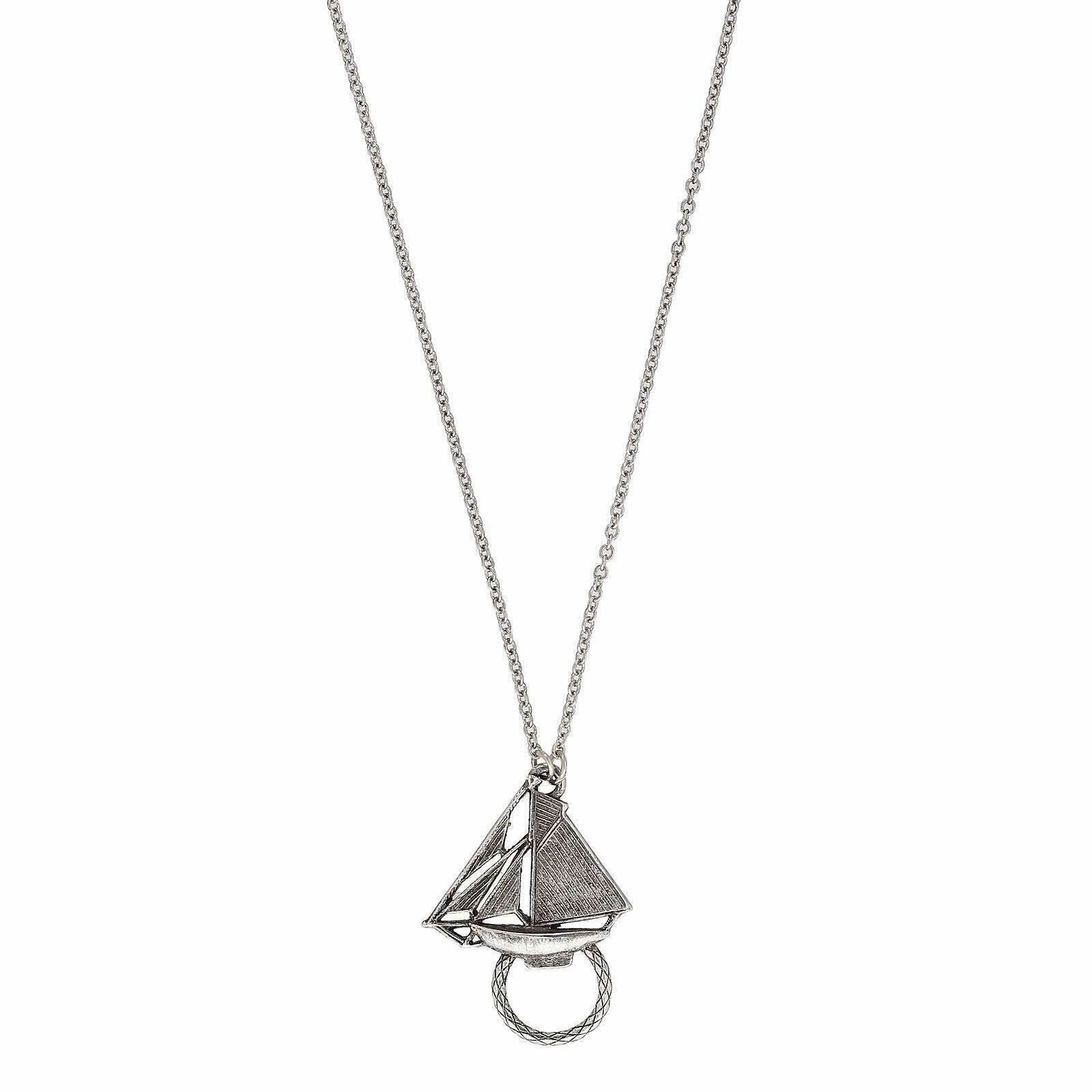 1928 Jewelry Sailboat Badge & Eyeglass Holder Chain Necklace 28"