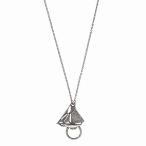 1928 Jewelry Sailboat Badge & Eyeglass Holder Chain Necklace 28"