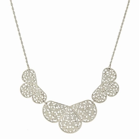 1928 Jewelry Silver Multi Filigree Collar Bib Necklace 16"   3" Extender