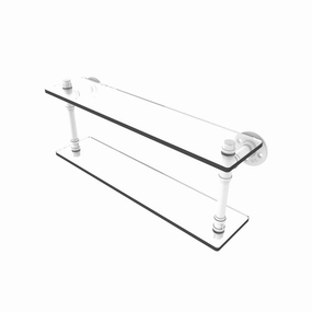 22" Double Glass Shelf, Matt White Finish