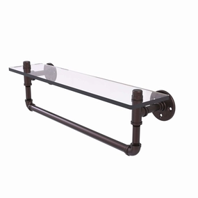 22" Glass Shelf with Towel Bar, Antique Bronze Finish