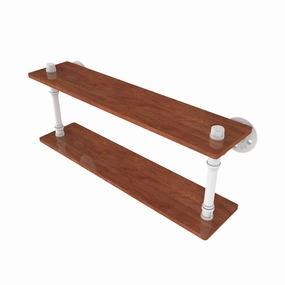 22" Ironwood Double Shelf, Matt White Finish
