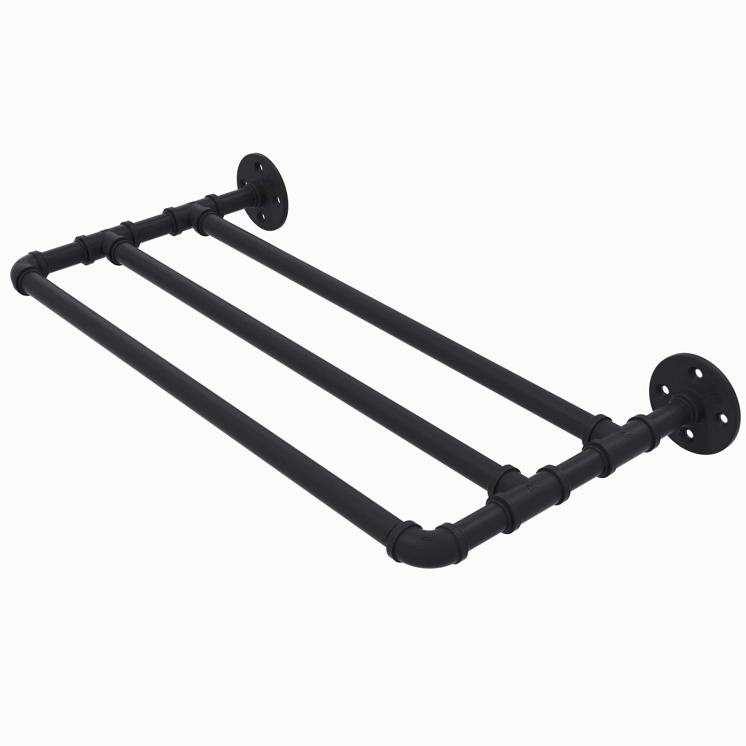 24" Wall Mounted Towel Shelf, Matt Black Finish