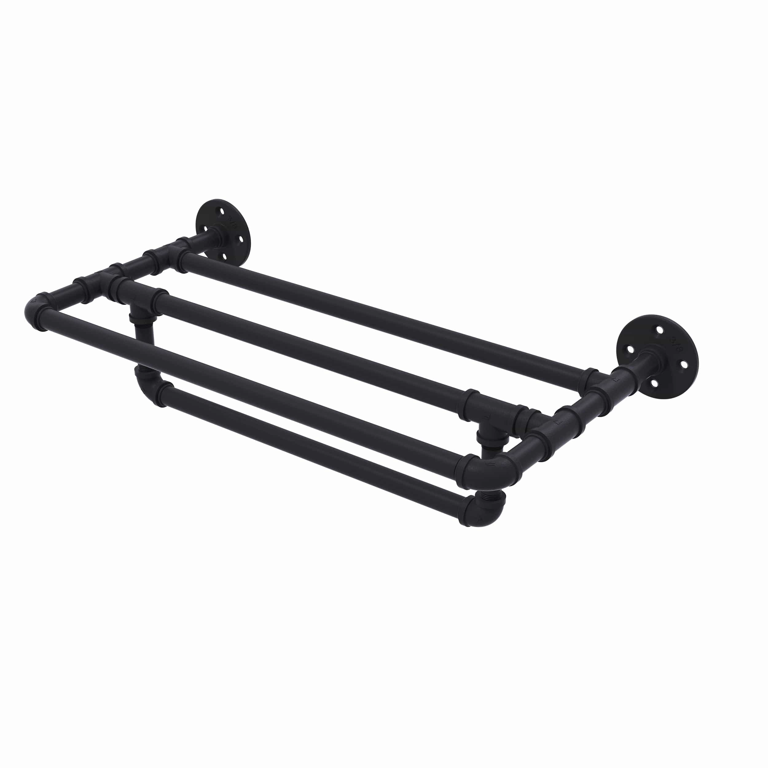 24" Wall Mounted Towel Shelf with Towel Bar, Matt Black Finish