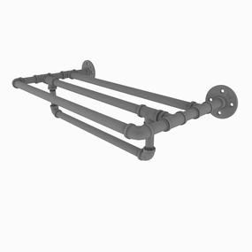24" Wall Mounted Towel Shelf with Towel Bar, Matt Gray Finish