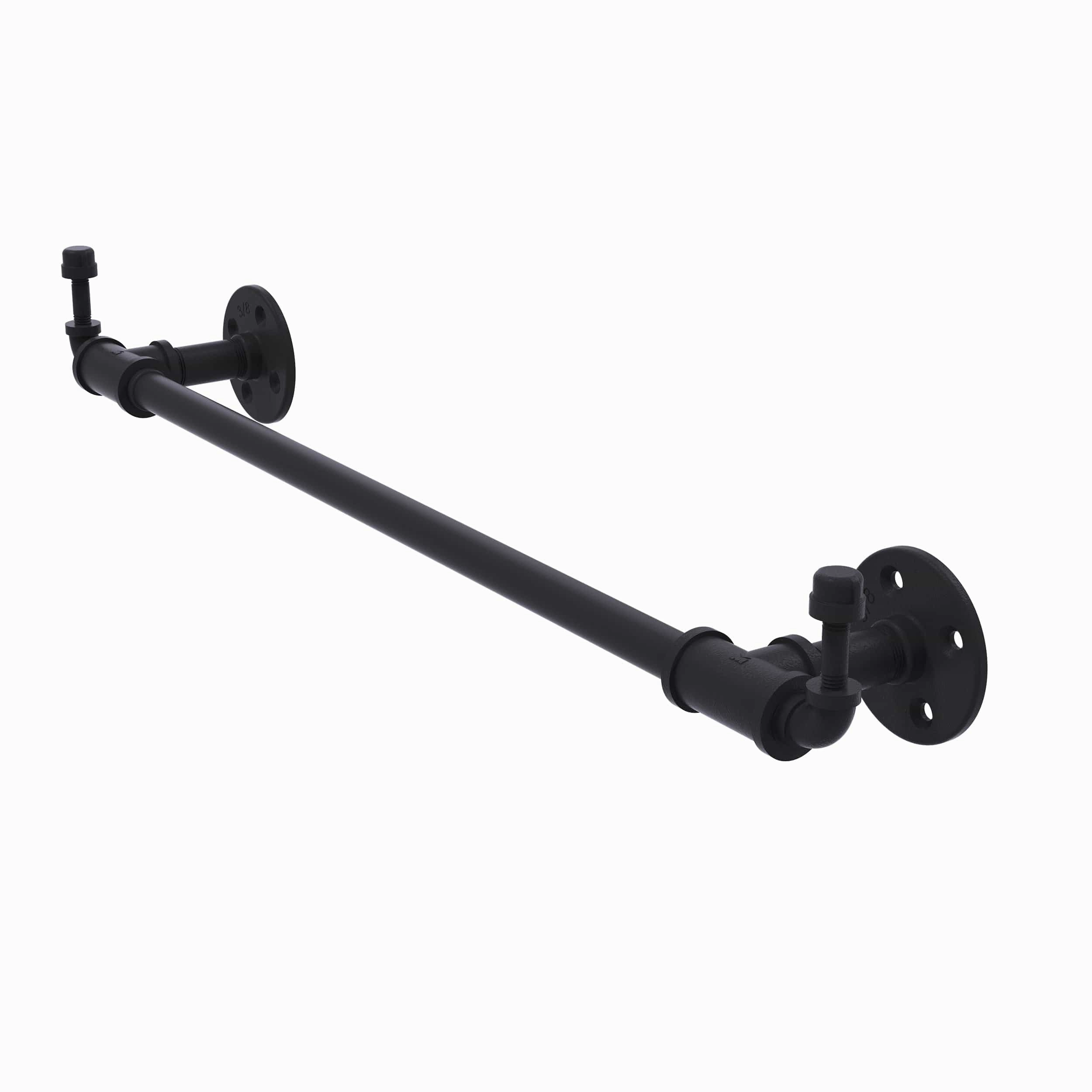 36" Towel Bar with Integrated Hooks, Matt Black Finish