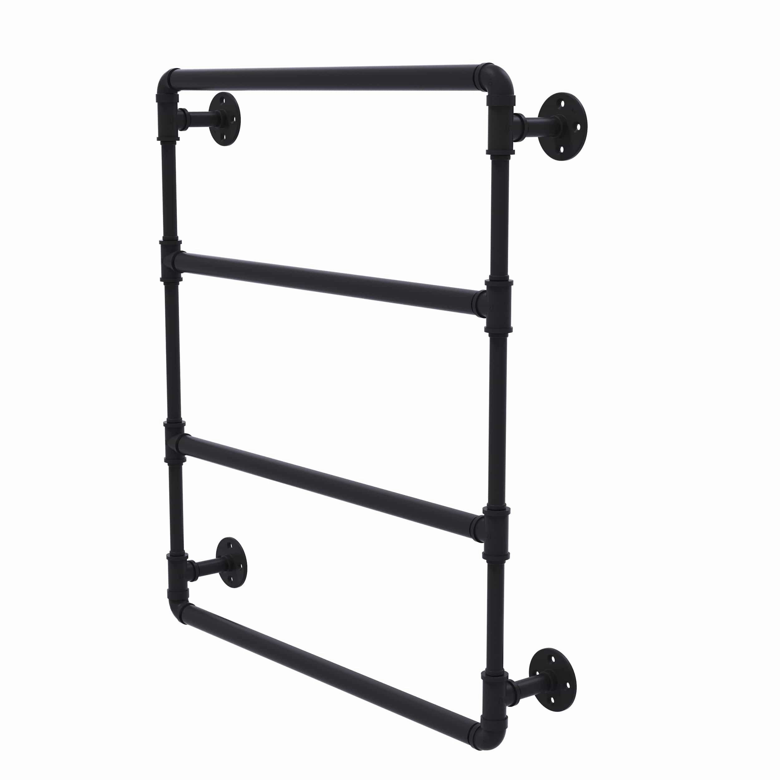 36" Wall Mounted Ladder Towel Bar, Matt Black Finish