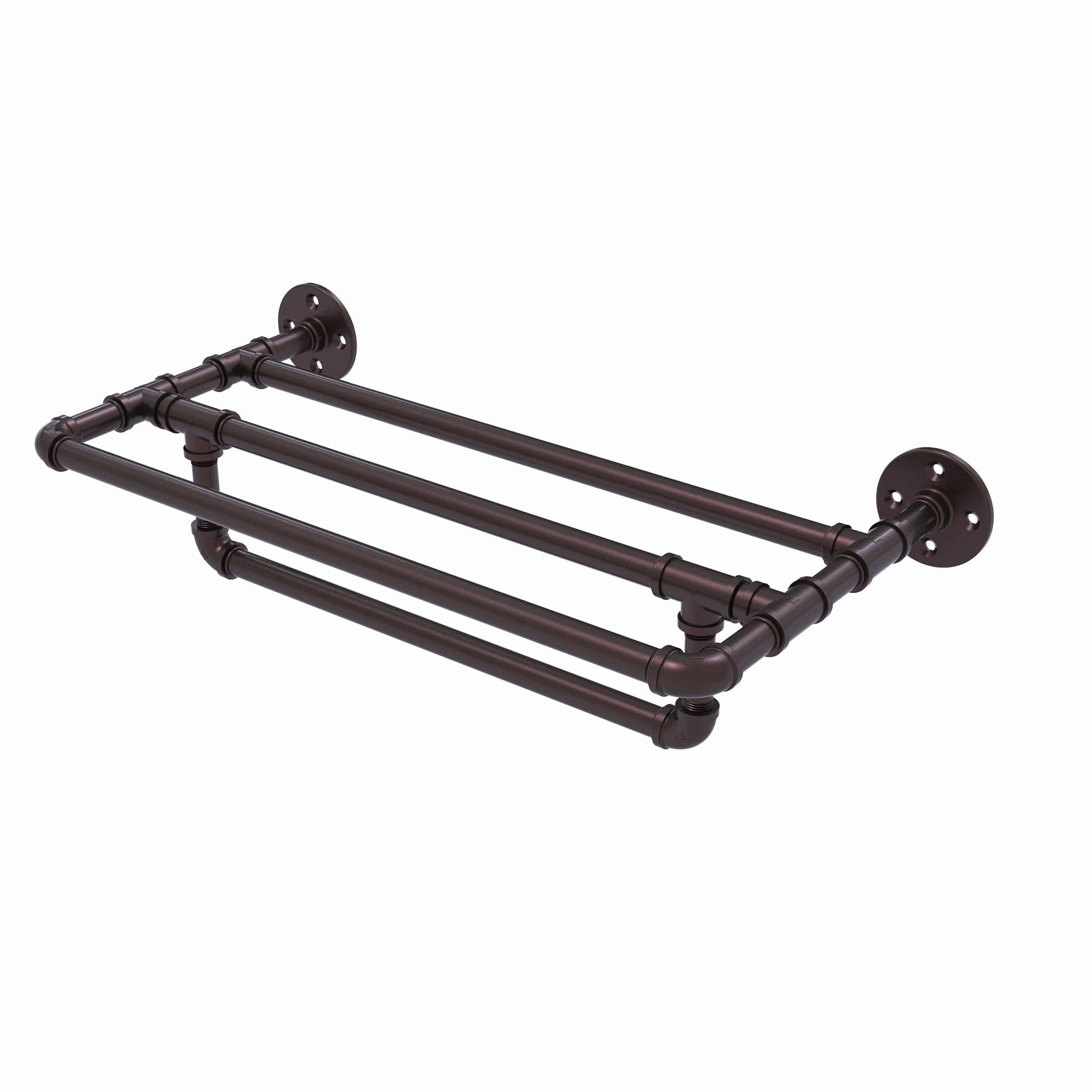 36" Wall Mounted Towel Shelf with Towel Bar, Antique Bronze Finish