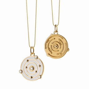 "The Time is Now" White Enamel Charm with Diamonds