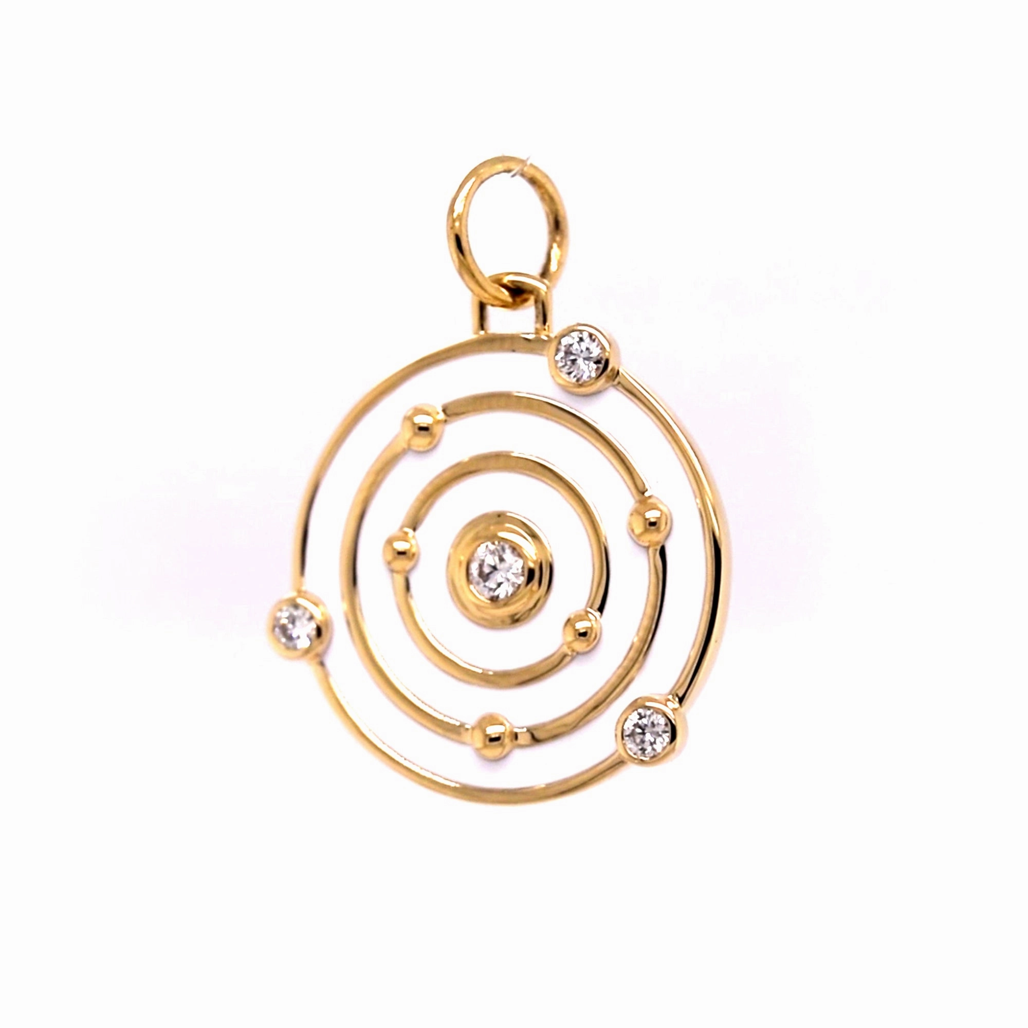 "The Time is Now" White Enamel Charm with Diamonds