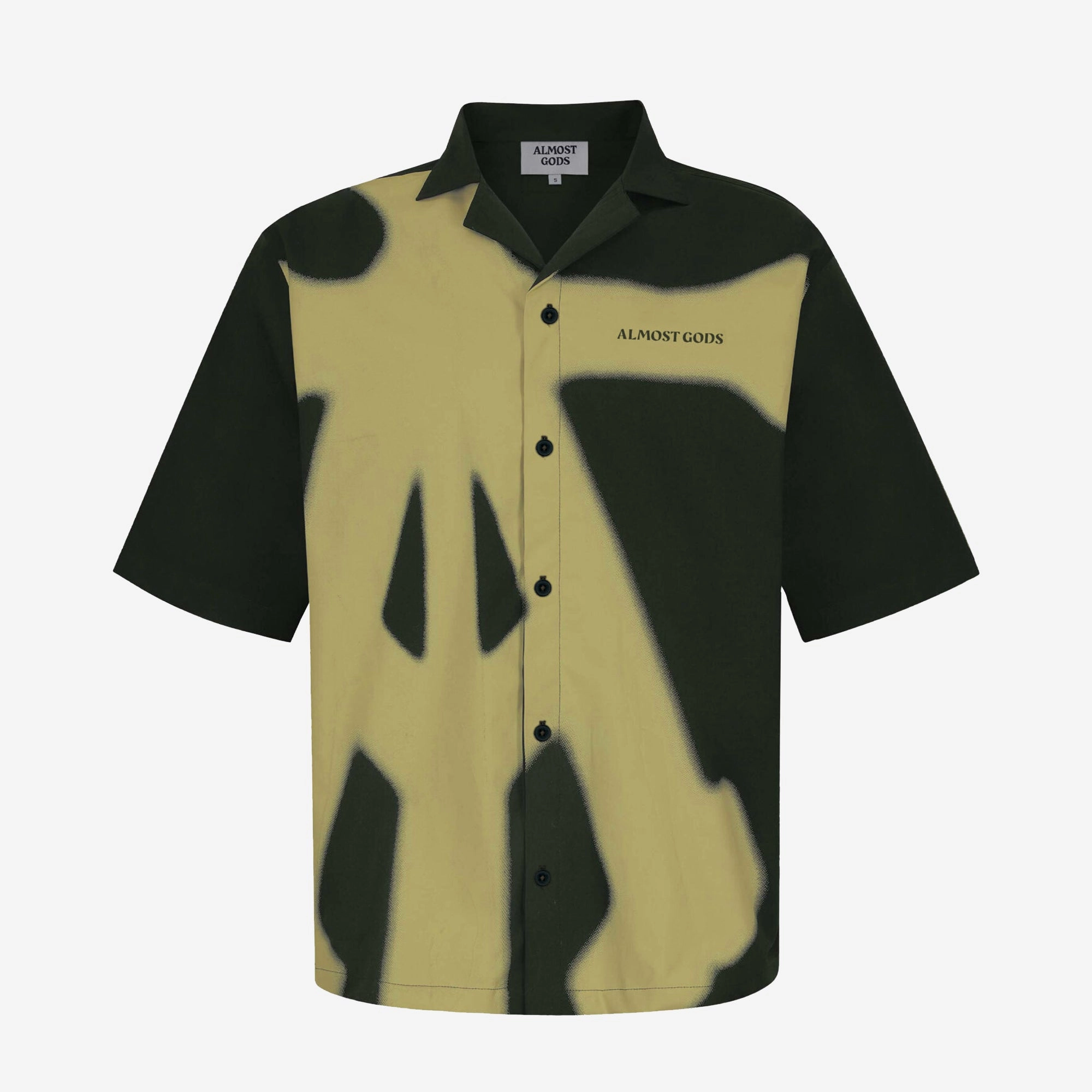 ALMOST GODS | ALPHA CROSS SPRAY PAINT SHIRT { GREEN
