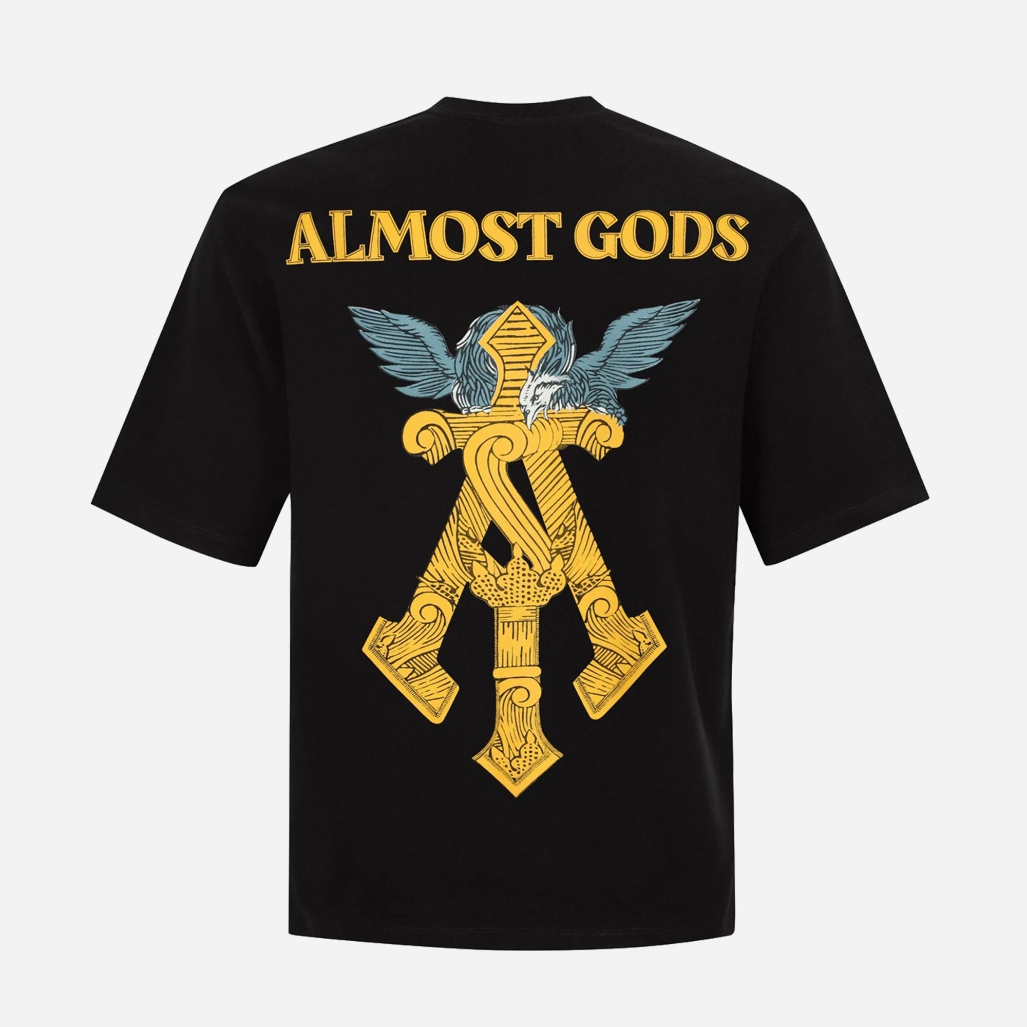 ALMOST GODS | GILDED ALPHA CROSS RELAXED TEE { BLACK/GOLD