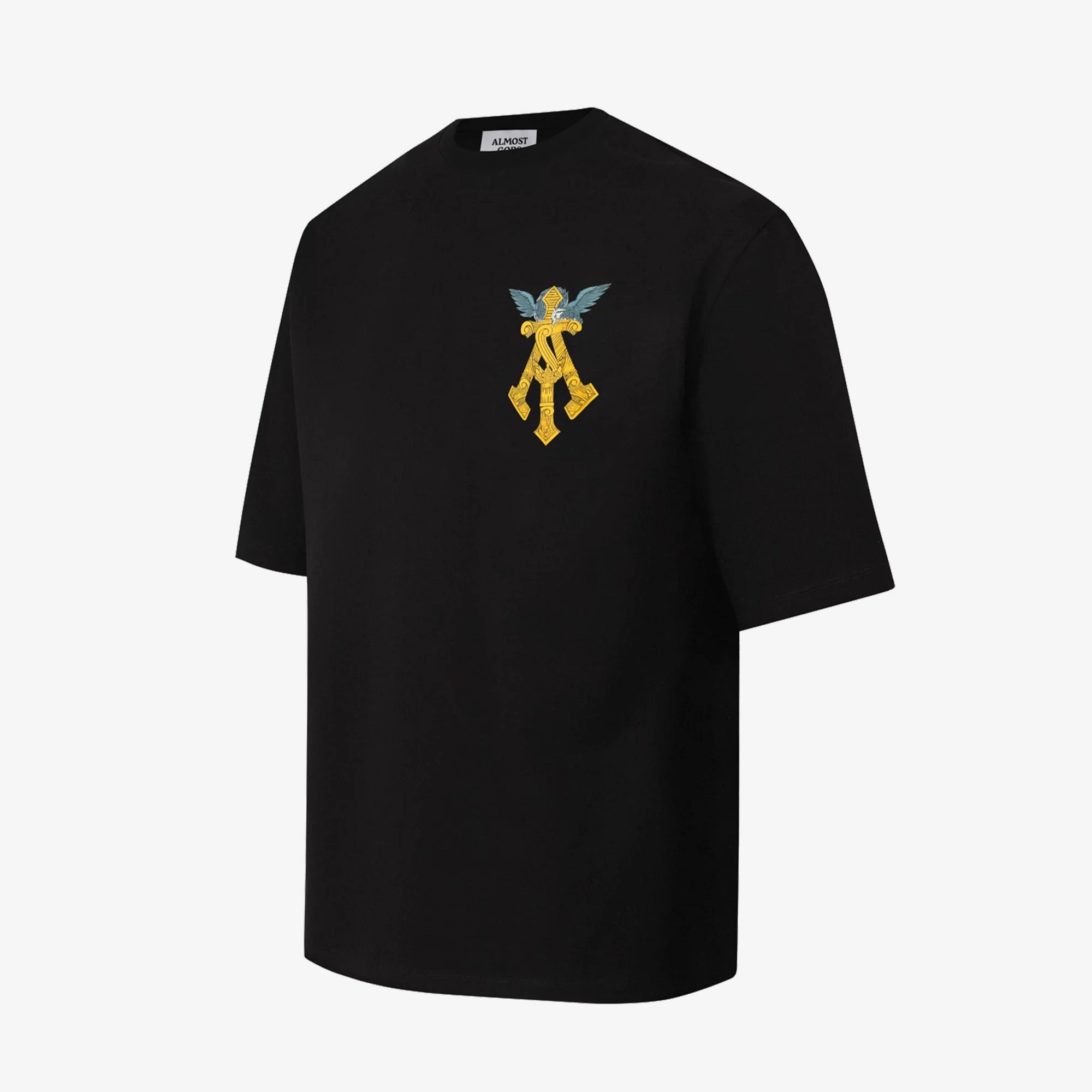 ALMOST GODS | GILDED ALPHA CROSS RELAXED TEE { BLACK/GOLD