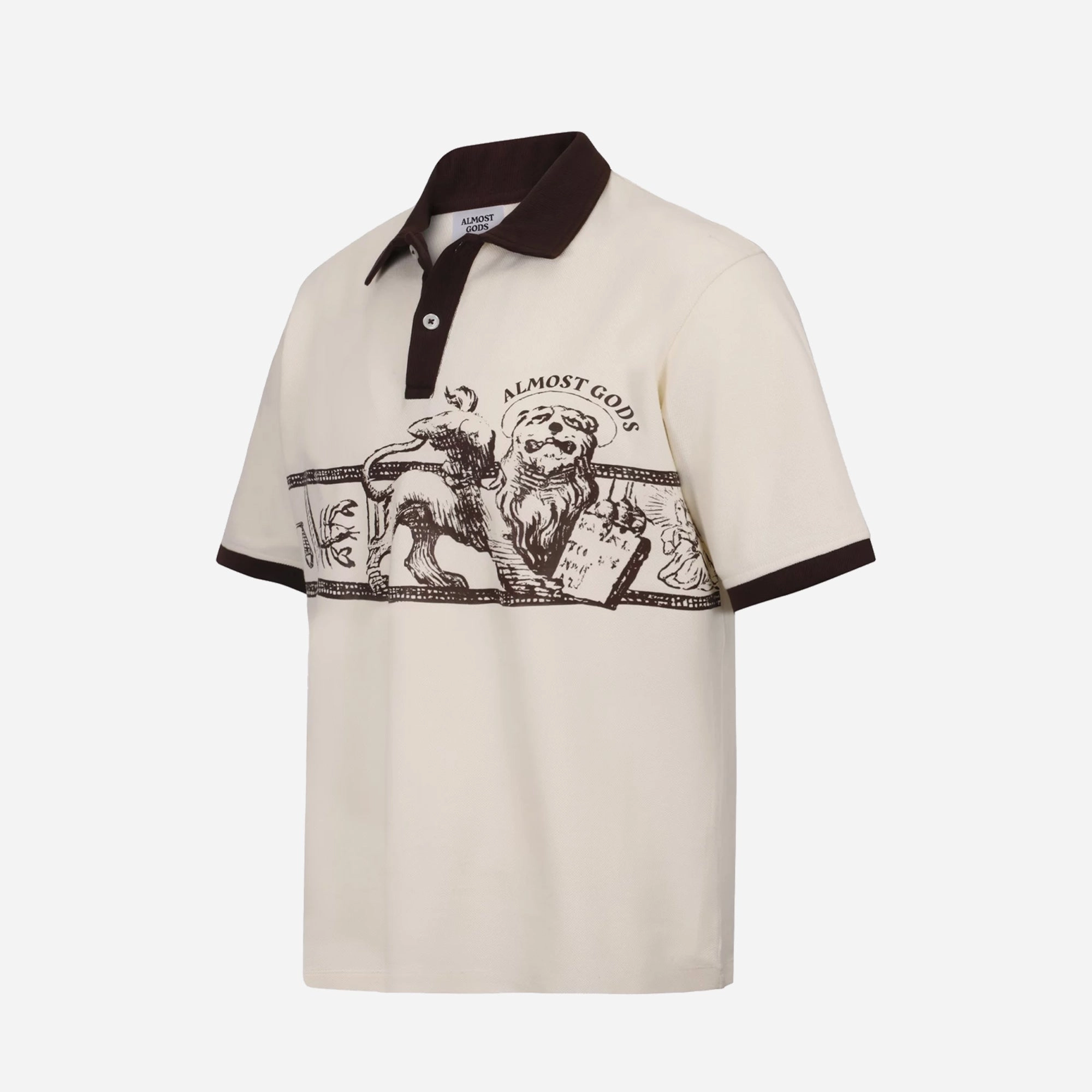 ALMOST GODS | ZODIAC RELAXED POLO { OFF WHITE