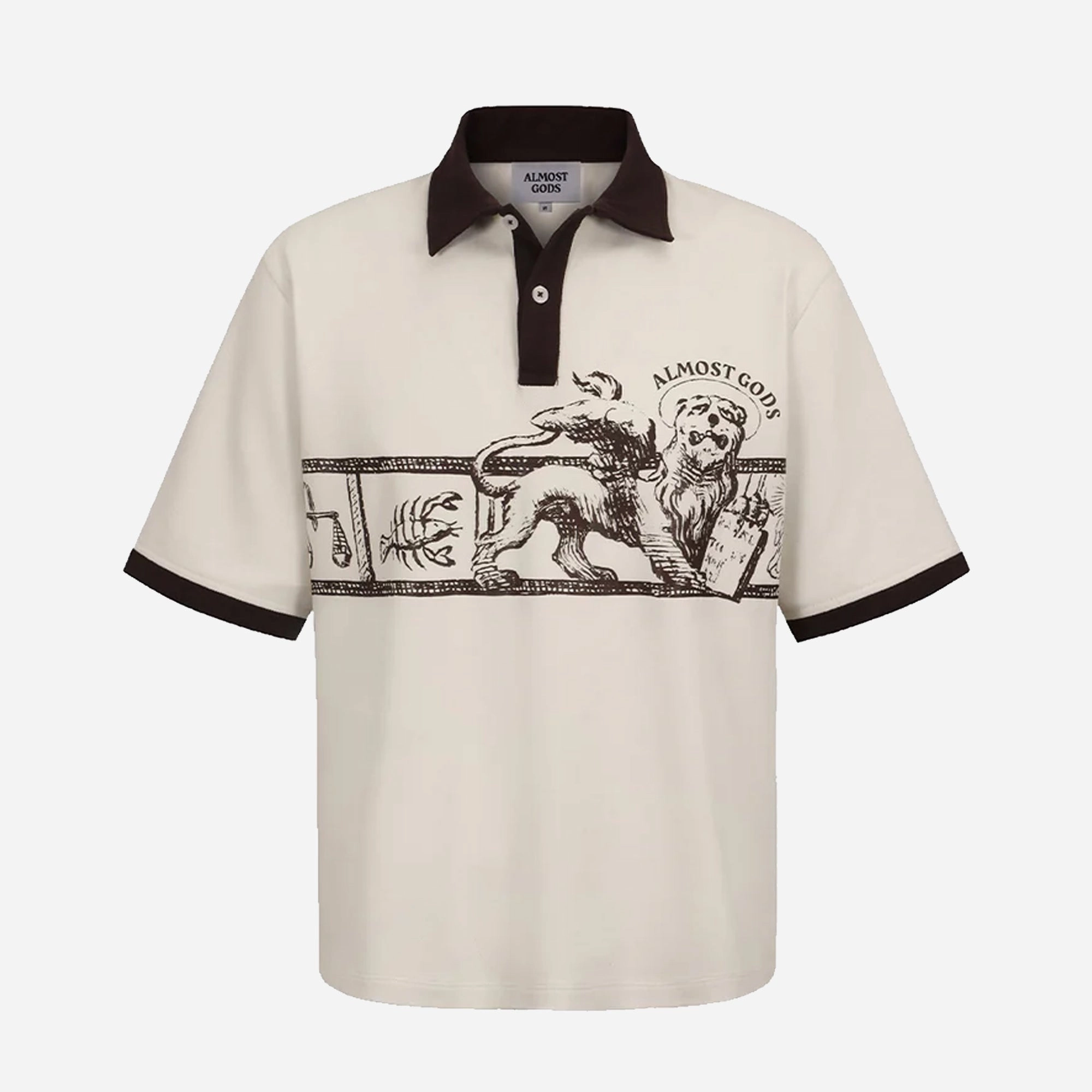 ALMOST GODS | ZODIAC RELAXED POLO { OFF WHITE