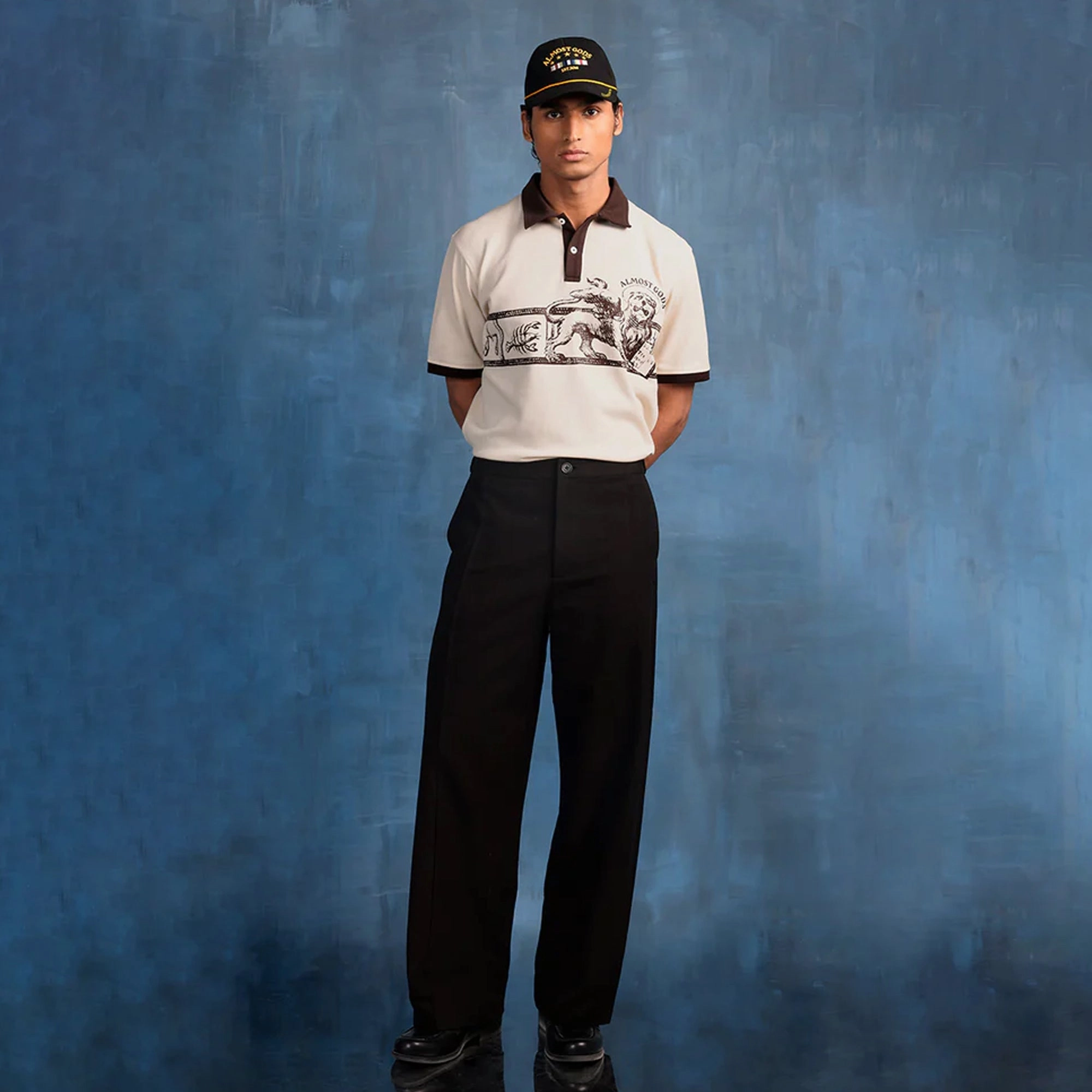 ALMOST GODS | ZODIAC RELAXED POLO { OFF WHITE