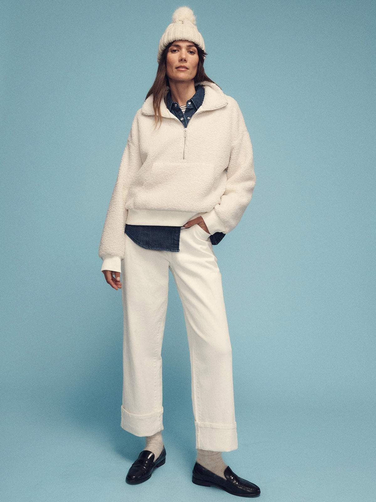 Alpine Sherpa Half-Zip Popover Chalk