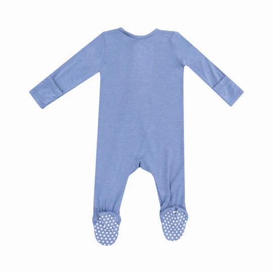 Bamboo 2 Way Zipper Footie - Solid Country Blue