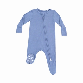 Bamboo 2 Way Zipper Footie - Solid Country Blue