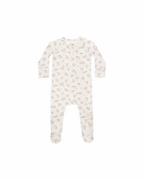 Bamboo Zip Footie - Strawberries