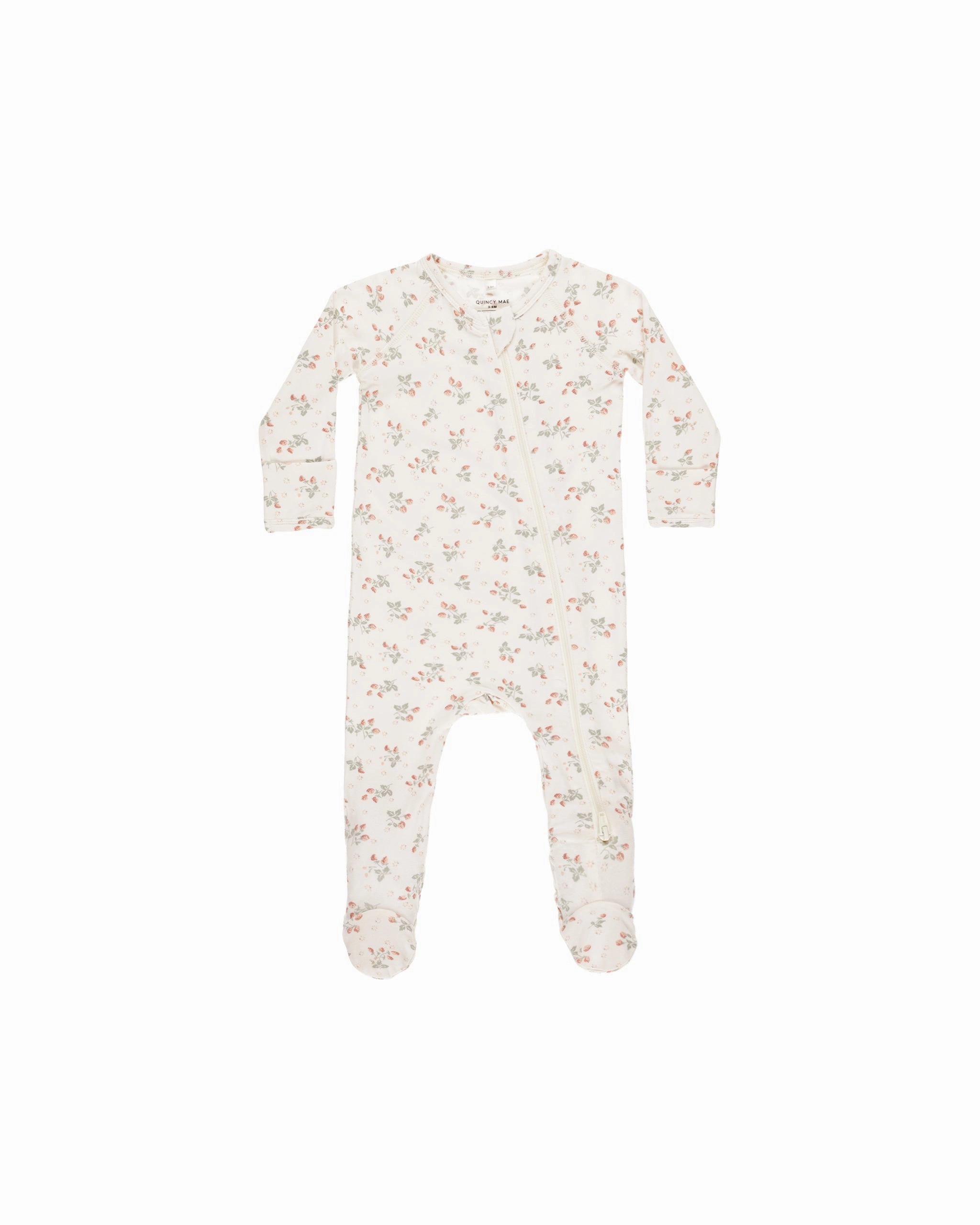 Bamboo Zip Footie - Strawberries