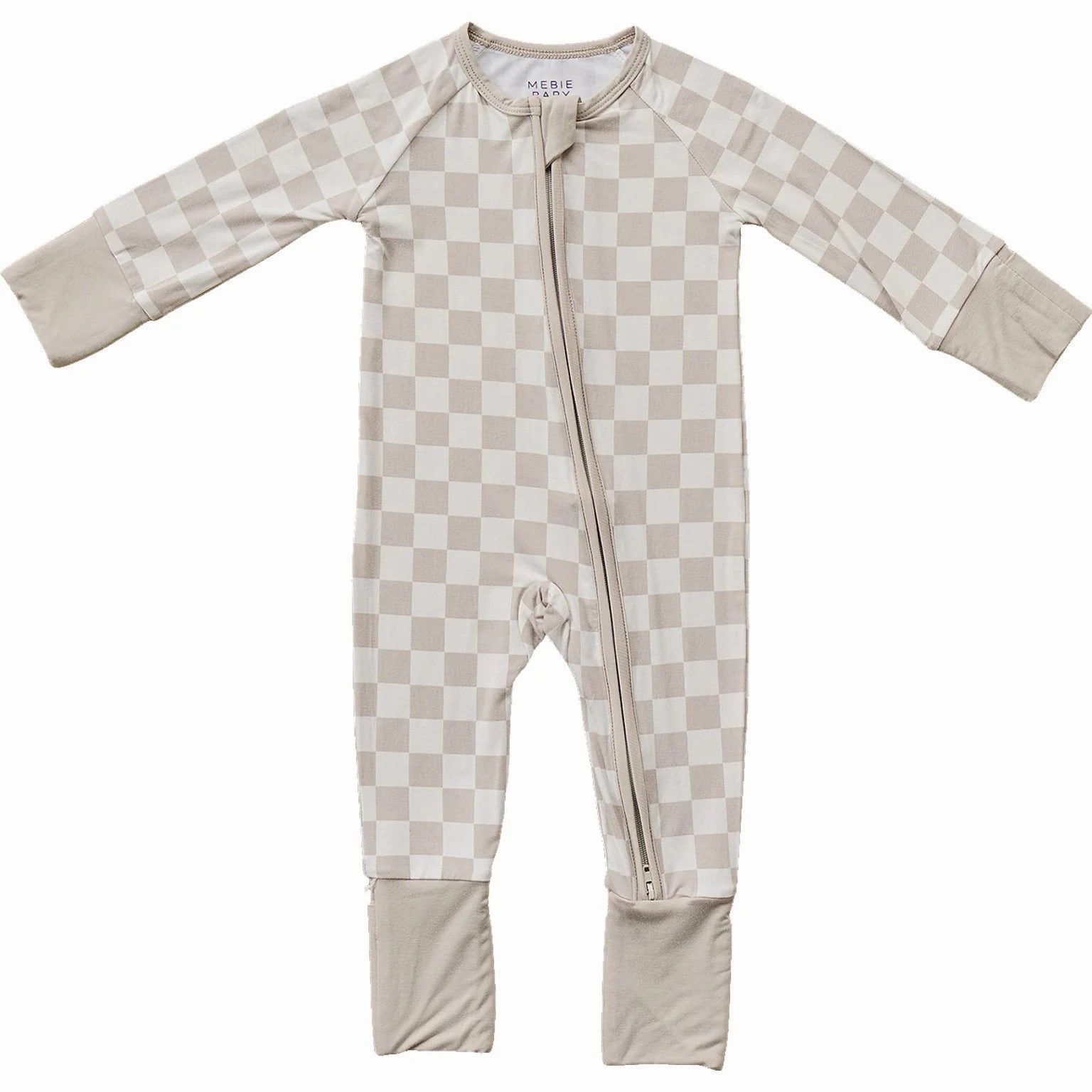 Bamboo Zipper Pajama - Taupe Checkered