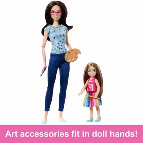 Barbie HRG48 Art Therapy Playset with 2 Dolls, Pet & Accessories, Interactive Emoji Feature
