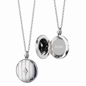 Beaded Center-Diamond Locket Necklace