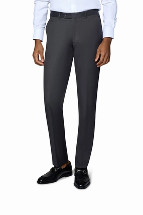 Bergamo Orange Solid Modern Fit Pants - Charcoal