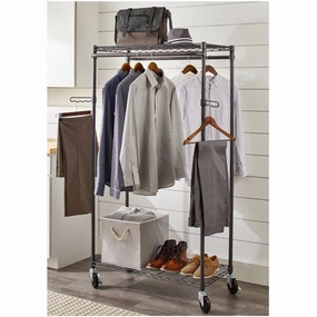 Better Homes & Gardens BH18-016-099-23 Double Hanging Garment Rack, 38.2in Wx 23.6in Dx 66.1in H, Gunmetal Finish, Gray