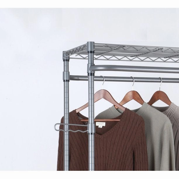 Better Homes & Gardens BH18-016-099-23 Double Hanging Garment Rack, 38.2in Wx 23.6in Dx 66.1in H, Gunmetal Finish, Gray