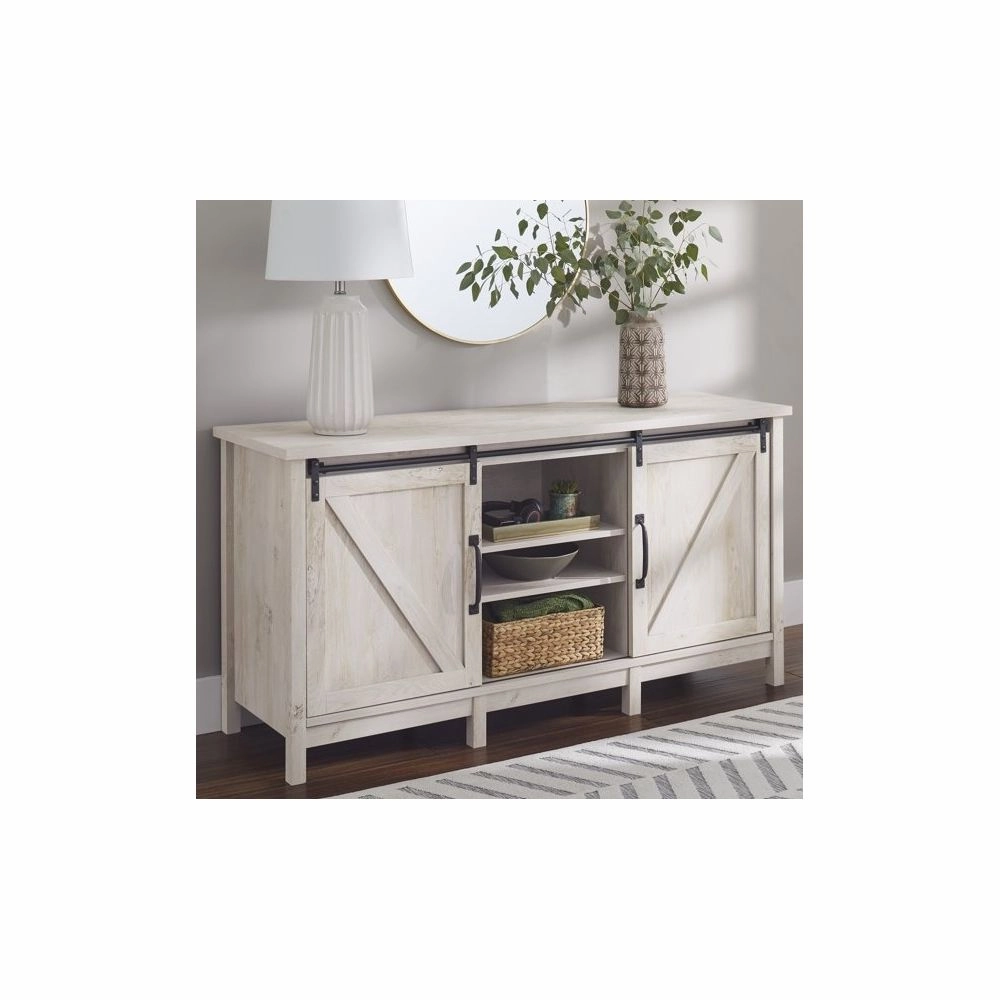 Better Homes & Gardens BHX028009816021 Modern Farmhouse TV Stand for TVs up to 70", Rustic White Finish