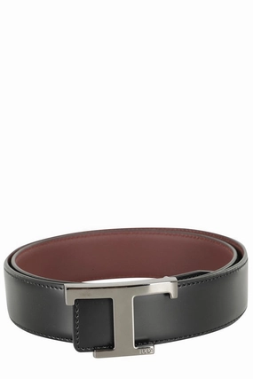 Black And Burgundy Leather Belt