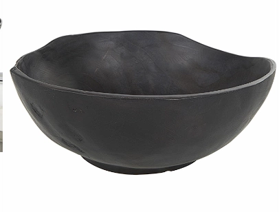 BROWN TEAK WOOD HANDMADE DECORATIVE BOWL WITH NATURAL GROOVES, 11" X 11" X 5"