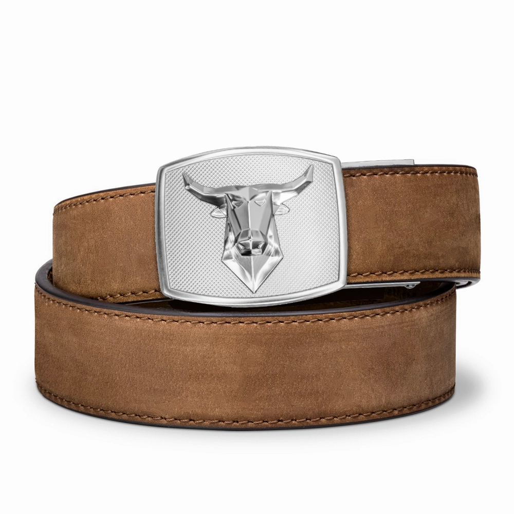 BULL BUCKLE | BROWN BUFFALO LEATHER GUN BELT
