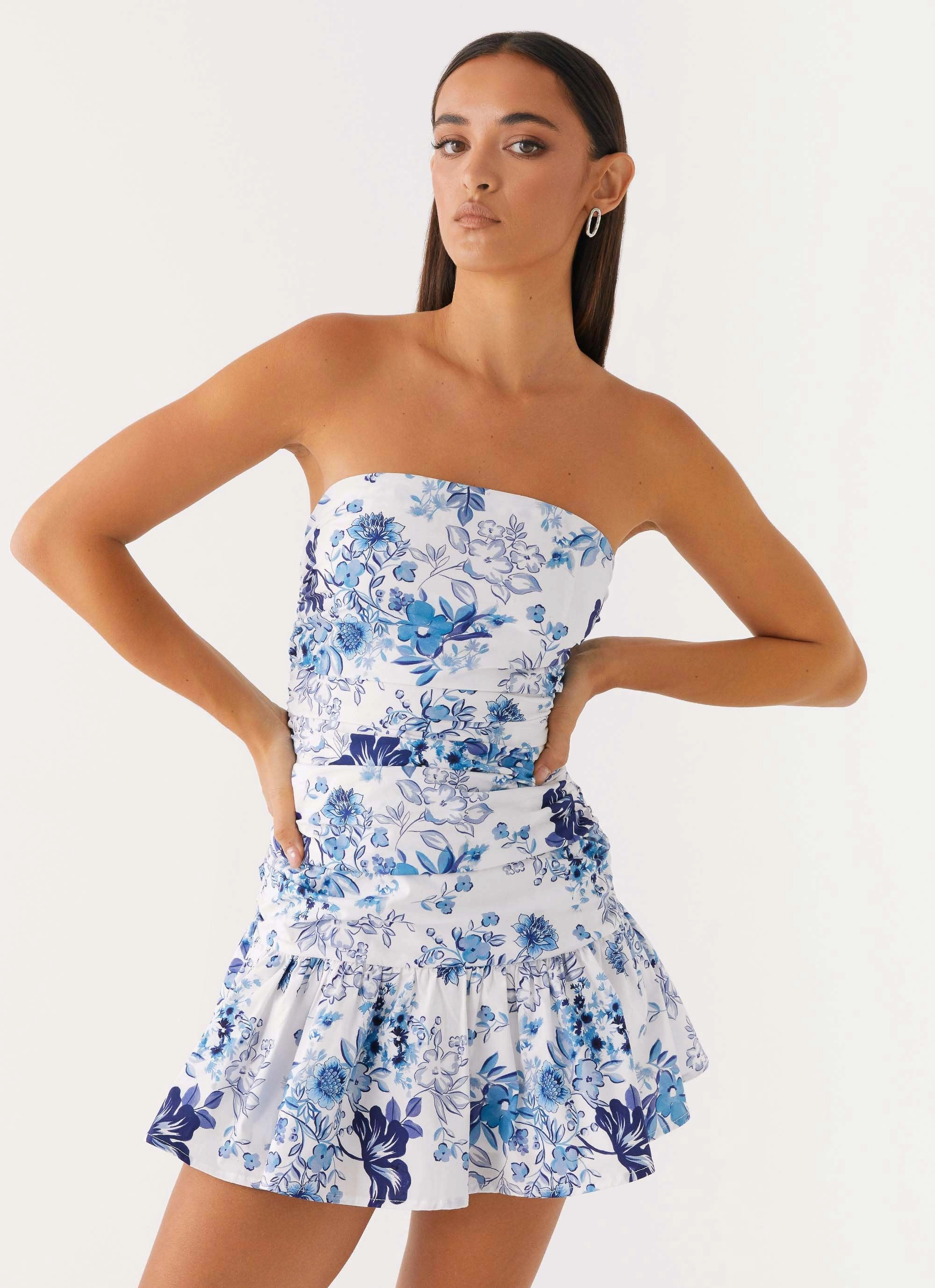 Carmel Mini Dress - Serene Sky Floral